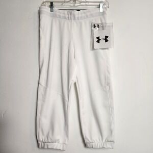 New Under Armour Womens Size Small Softball Pants White Ace Beltless Knicker NWT